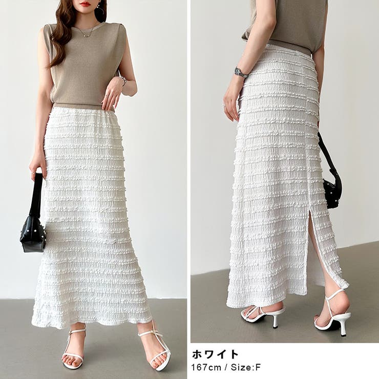 フクレジャガード ナロースカート シャーリングスカート | COCOMOMO | 詳細画像4 