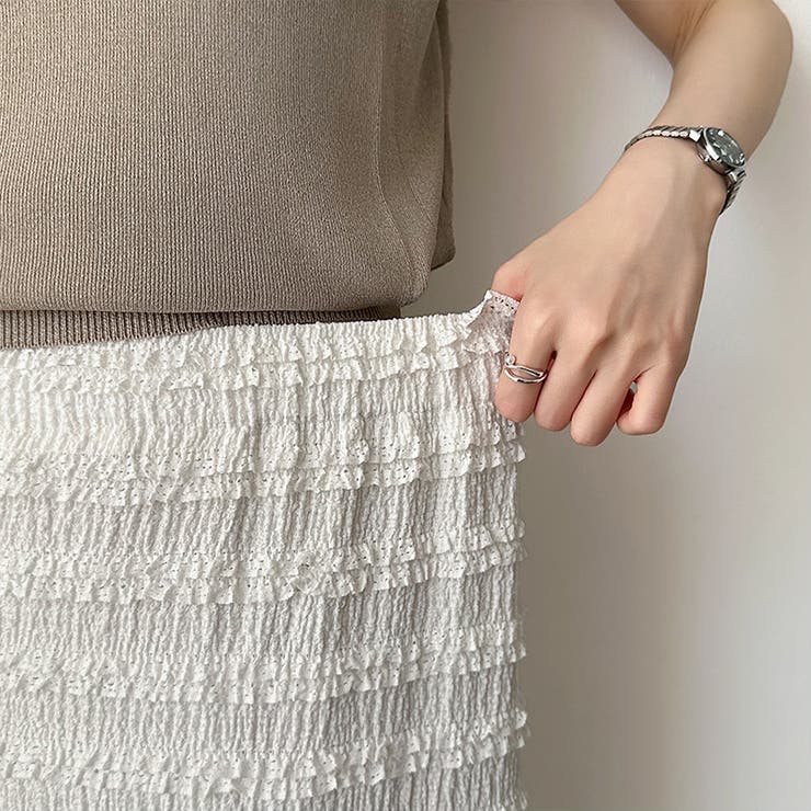 フクレジャガード ナロースカート シャーリングスカート | COCOMOMO | 詳細画像5 