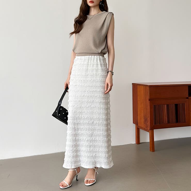 フクレジャガード ナロースカート シャーリングスカート | COCOMOMO | 詳細画像6 