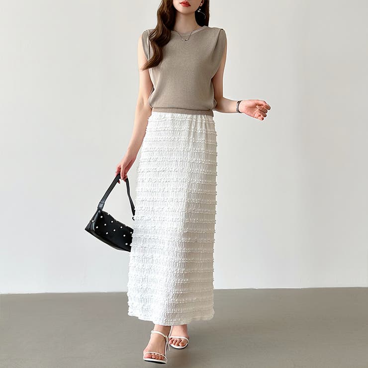 フクレジャガード ナロースカート シャーリングスカート | COCOMOMO | 詳細画像7 