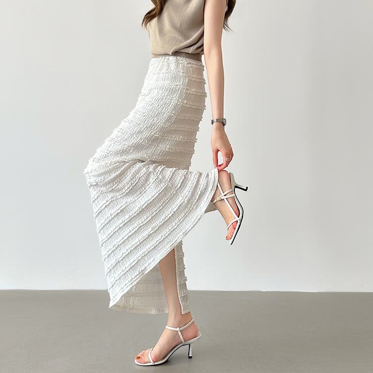 フクレジャガード ナロースカート シャーリングスカート | COCOMOMO | 詳細画像9 