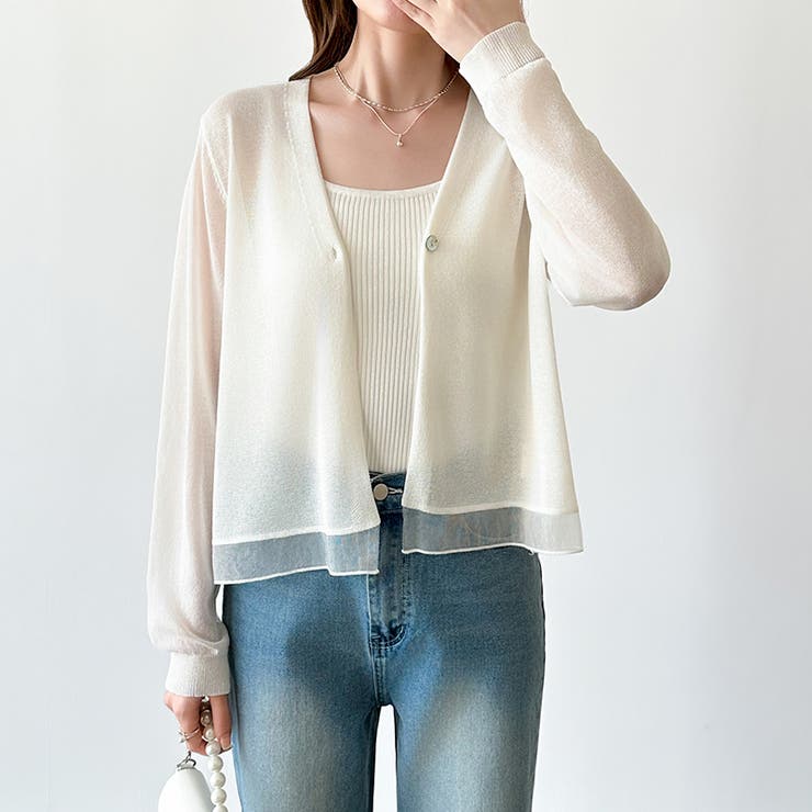 【透け感で魅せる洗練シアー】 シアーカーディガン サマーカーディガン | COCOMOMO | 詳細画像13 