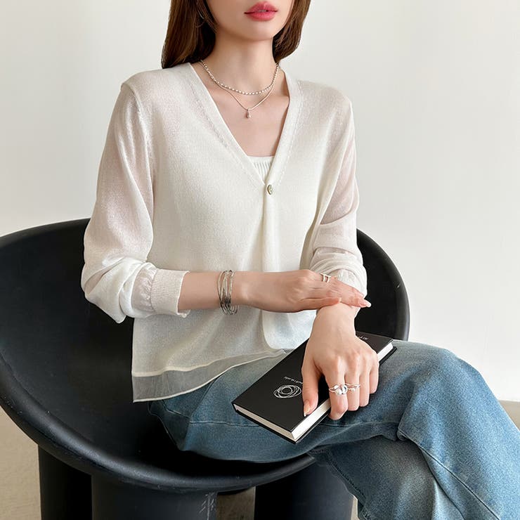 【透け感で魅せる洗練シアー】 シアーカーディガン サマーカーディガン | COCOMOMO | 詳細画像16 