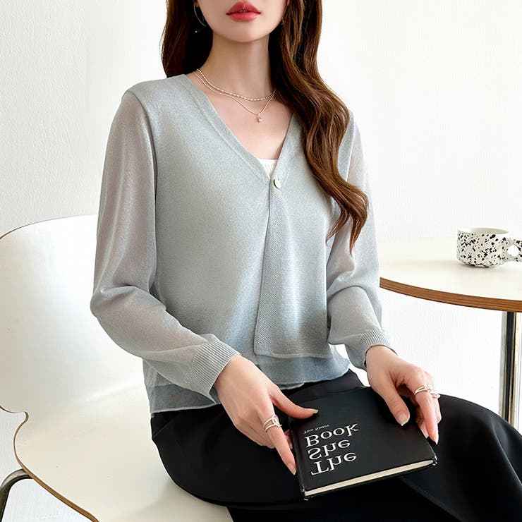 【透け感で魅せる洗練シアー】 シアーカーディガン サマーカーディガン | COCOMOMO | 詳細画像38 