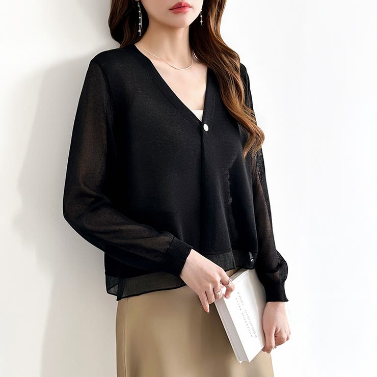 【透け感で魅せる洗練シアー】 シアーカーディガン サマーカーディガン | COCOMOMO | 詳細画像42 