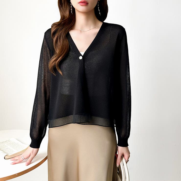 【透け感で魅せる洗練シアー】 シアーカーディガン サマーカーディガン | COCOMOMO | 詳細画像48 