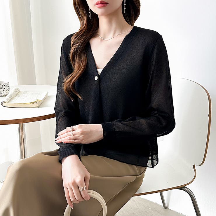 【透け感で魅せる洗練シアー】 シアーカーディガン サマーカーディガン | COCOMOMO | 詳細画像49 