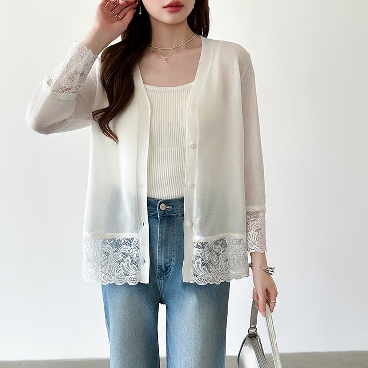 シアーレースの褒められカーディガン レースカーディガン シアーカーディガン | COCOMOMO | 詳細画像17 