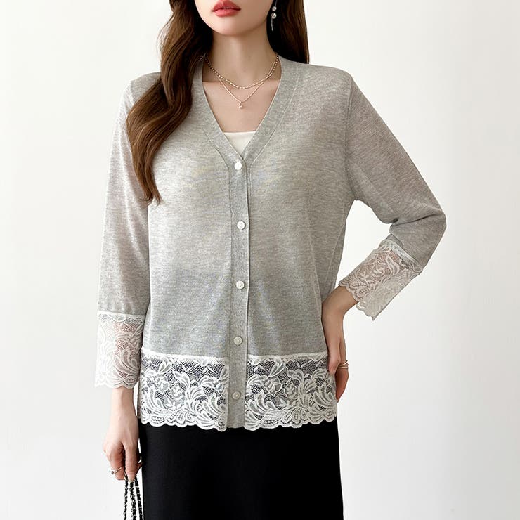 シアーレースの褒められカーディガン レースカーディガン シアーカーディガン | COCOMOMO | 詳細画像1 