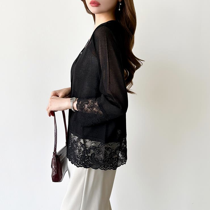 シアーレースの褒められカーディガン レースカーディガン シアーカーディガン | COCOMOMO | 詳細画像22 