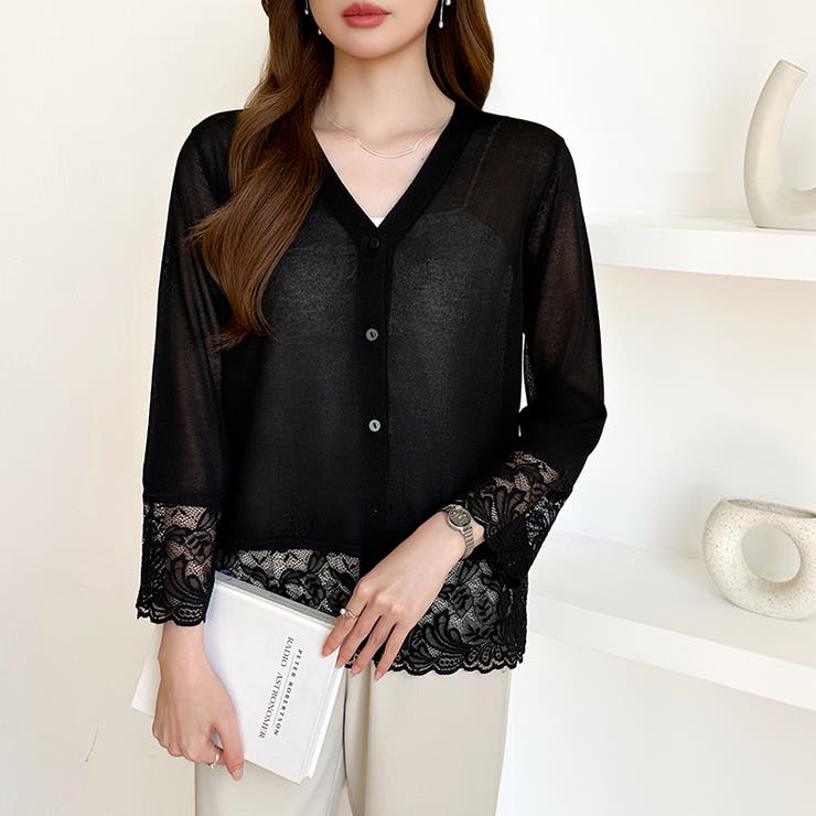 シアーレースの褒められカーディガン レースカーディガン シアーカーディガン | COCOMOMO | 詳細画像25 