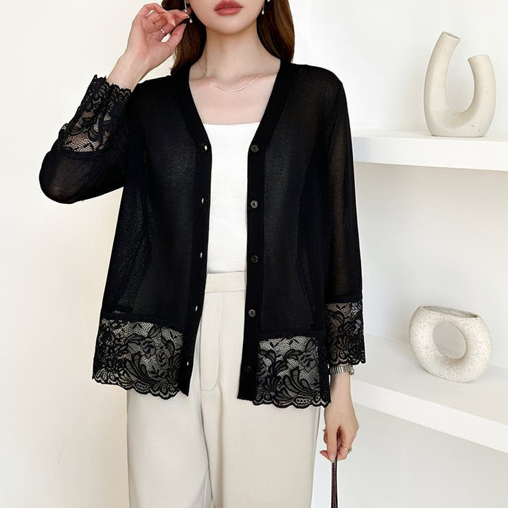 シアーレースの褒められカーディガン レースカーディガン シアーカーディガン | COCOMOMO | 詳細画像27 