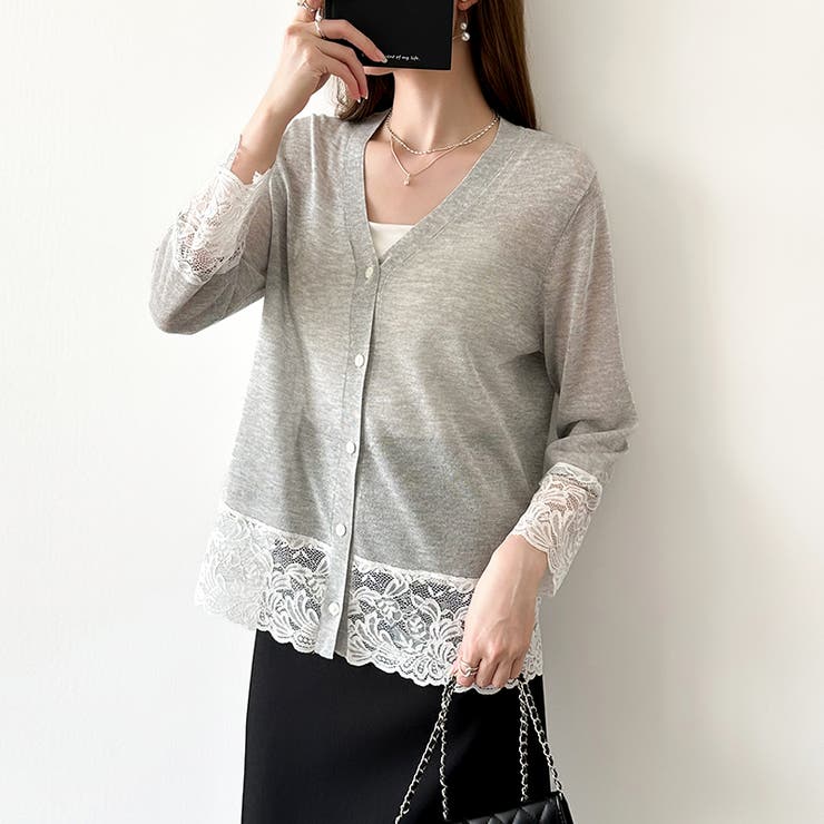 シアーレースの褒められカーディガン レースカーディガン シアーカーディガン | COCOMOMO | 詳細画像2 