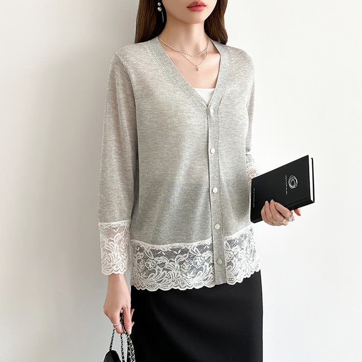 シアーレースの褒められカーディガン レースカーディガン シアーカーディガン | COCOMOMO | 詳細画像4 