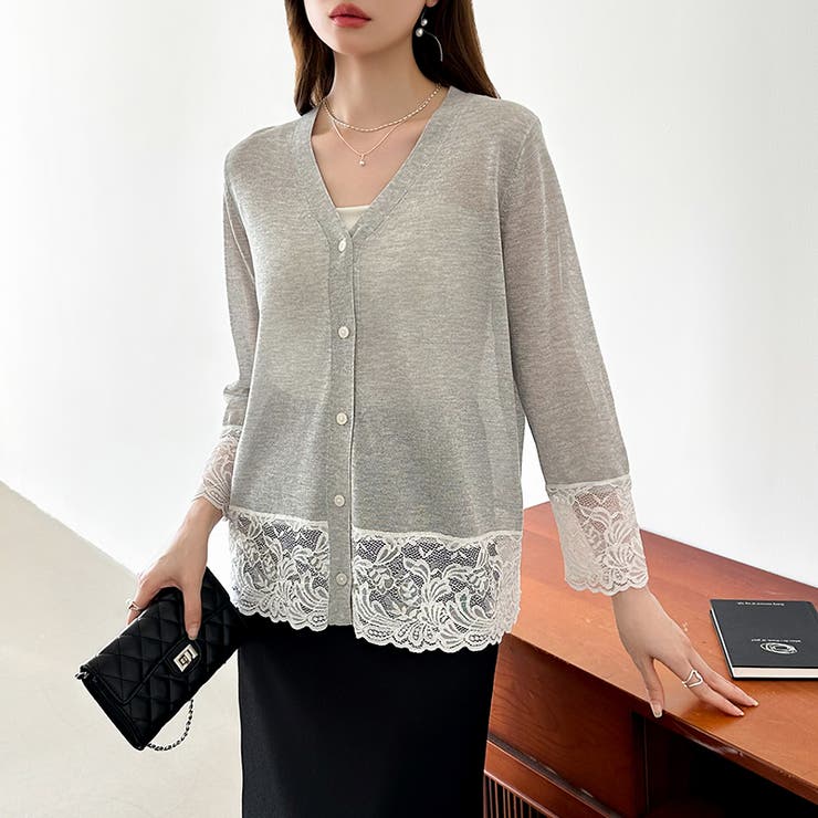 シアーレースの褒められカーディガン レースカーディガン シアーカーディガン | COCOMOMO | 詳細画像5 