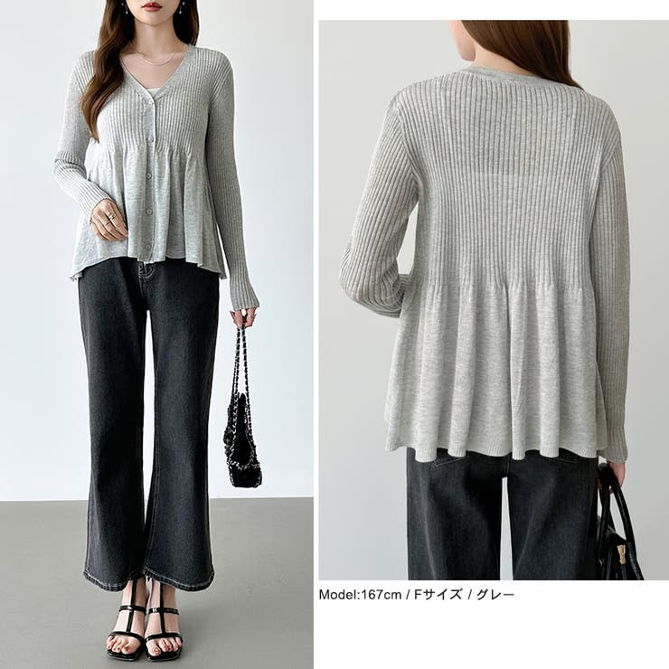 【オンオフ寄り添うとろみシアー】ペプラムカーディガン シアーカーディガン シアー | COCOMOMO | 詳細画像13 