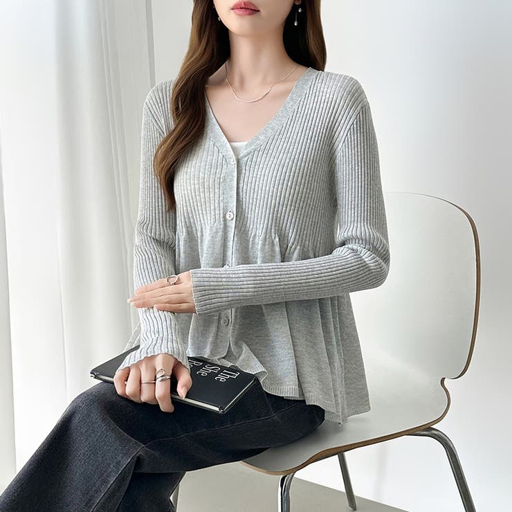 【オンオフ寄り添うとろみシアー】ペプラムカーディガン シアーカーディガン シアー | COCOMOMO | 詳細画像19 