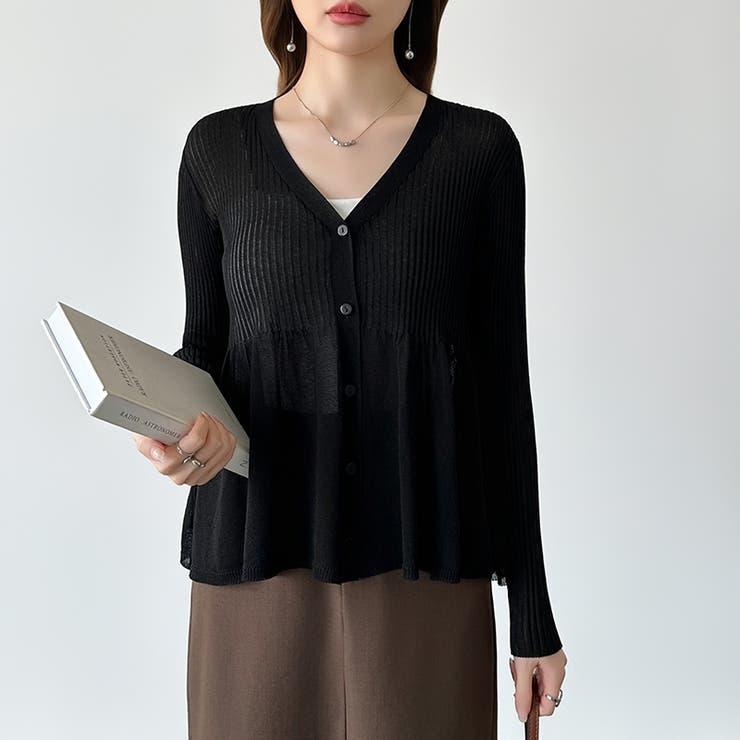 【オンオフ寄り添うとろみシアー】ペプラムカーディガン シアーカーディガン シアー | COCOMOMO | 詳細画像20 