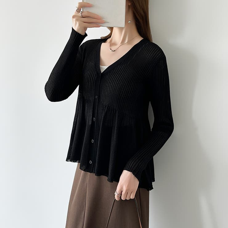 【オンオフ寄り添うとろみシアー】ペプラムカーディガン シアーカーディガン シアー | COCOMOMO | 詳細画像21 