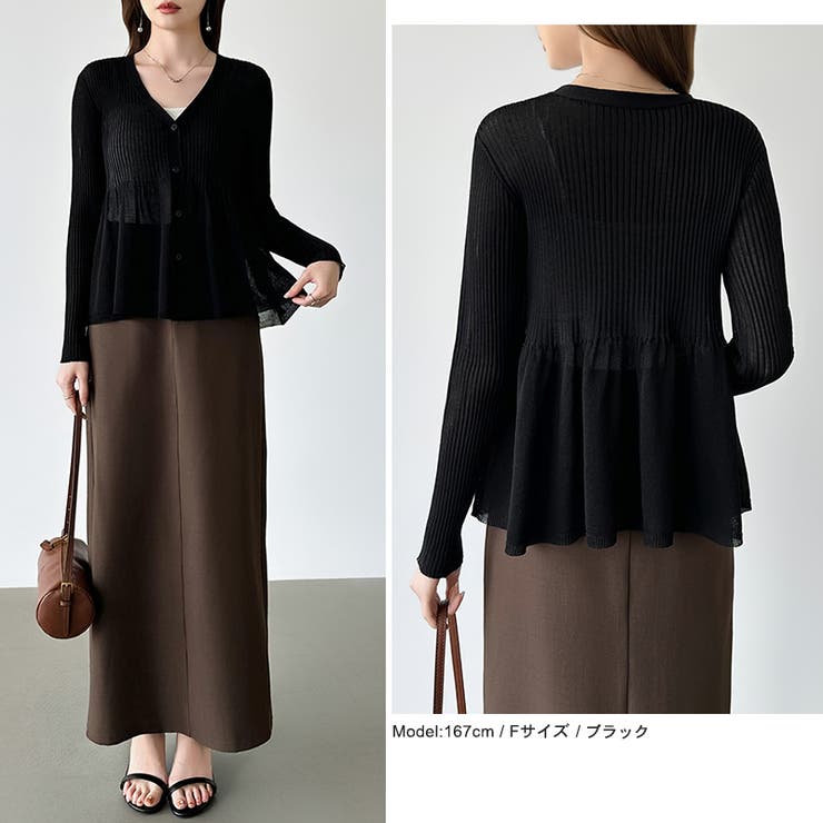 【オンオフ寄り添うとろみシアー】ペプラムカーディガン シアーカーディガン シアー | COCOMOMO | 詳細画像22 