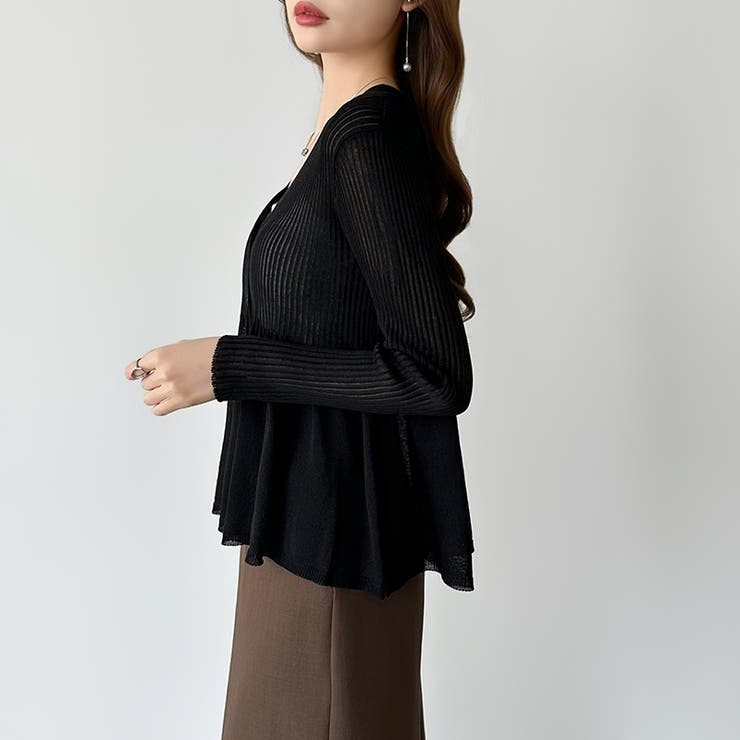 【オンオフ寄り添うとろみシアー】ペプラムカーディガン シアーカーディガン シアー | COCOMOMO | 詳細画像24 