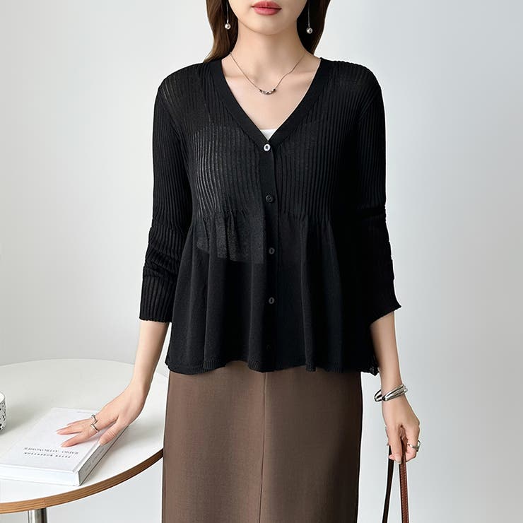 【オンオフ寄り添うとろみシアー】ペプラムカーディガン シアーカーディガン シアー | COCOMOMO | 詳細画像26 