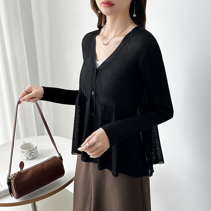 【オンオフ寄り添うとろみシアー】ペプラムカーディガン シアーカーディガン シアー | COCOMOMO | 詳細画像27 