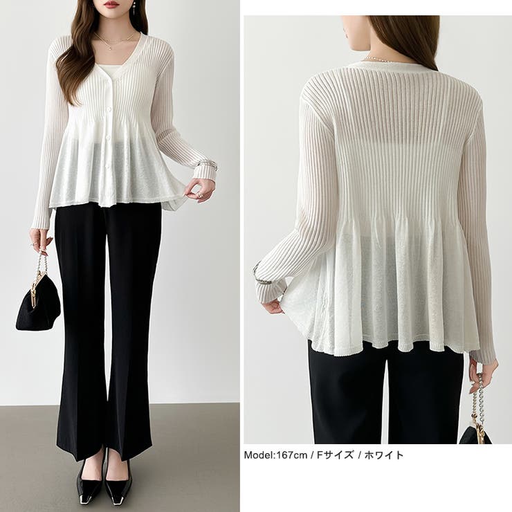 【オンオフ寄り添うとろみシアー】ペプラムカーディガン シアーカーディガン シアー | COCOMOMO | 詳細画像4 