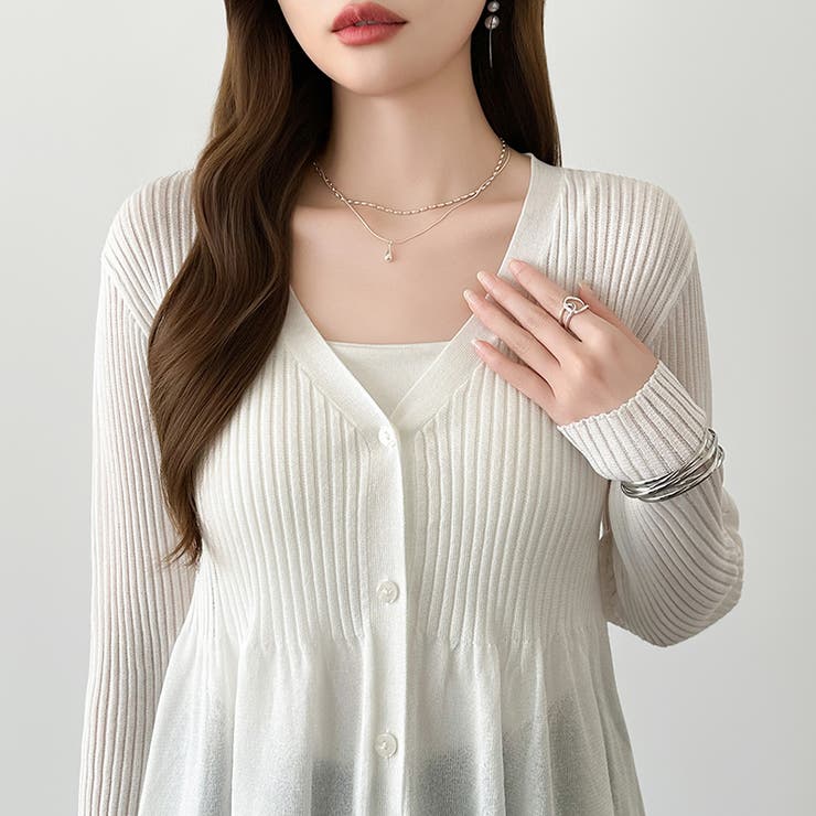 【オンオフ寄り添うとろみシアー】ペプラムカーディガン シアーカーディガン シアー | COCOMOMO | 詳細画像7 