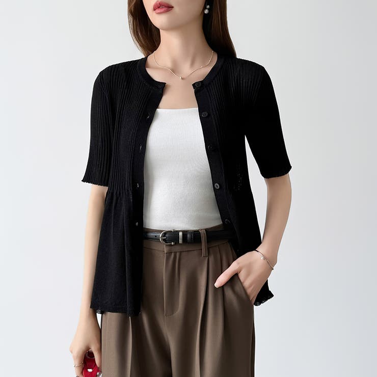 【涼しげシアー×ペプラム】 ペプラムカーディガン シアーカーディガン | COCOMOMO | 詳細画像21 