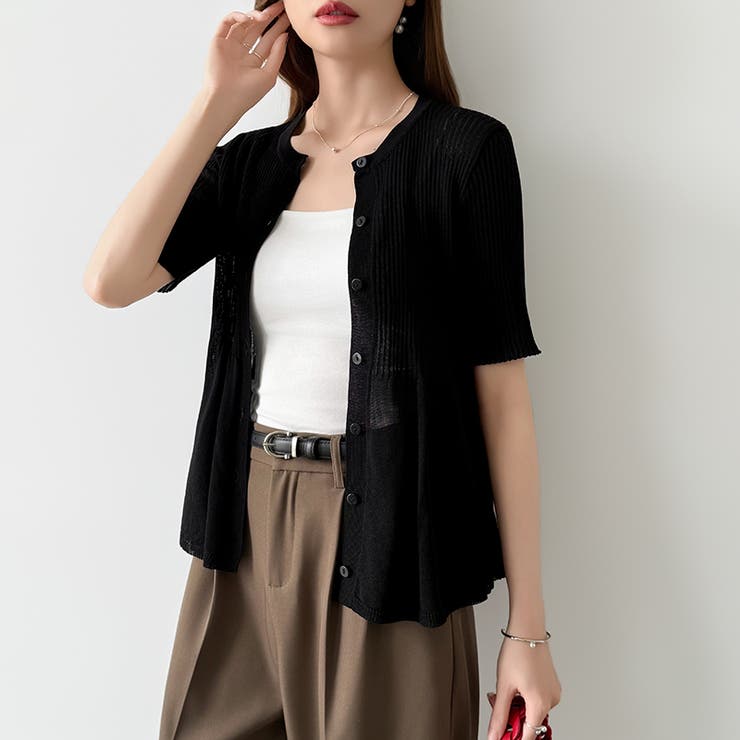 【涼しげシアー×ペプラム】 ペプラムカーディガン シアーカーディガン | COCOMOMO | 詳細画像22 