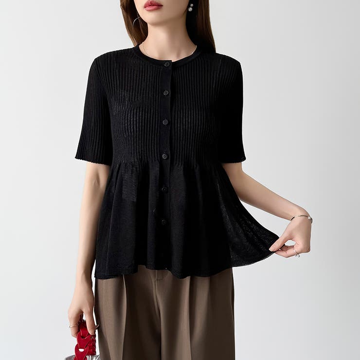 【涼しげシアー×ペプラム】 ペプラムカーディガン シアーカーディガン | COCOMOMO | 詳細画像24 