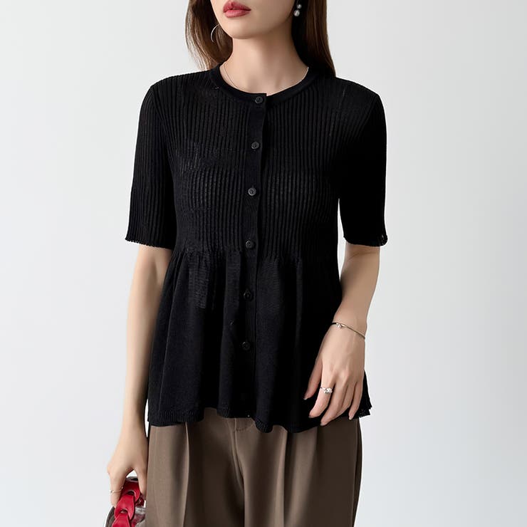 【涼しげシアー×ペプラム】 ペプラムカーディガン シアーカーディガン | COCOMOMO | 詳細画像25 