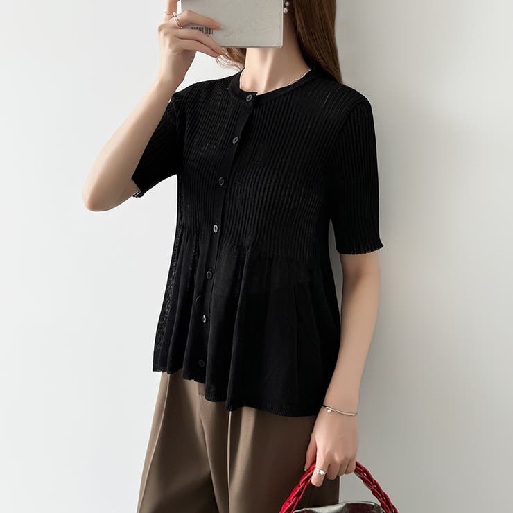 【涼しげシアー×ペプラム】 ペプラムカーディガン シアーカーディガン | COCOMOMO | 詳細画像26 