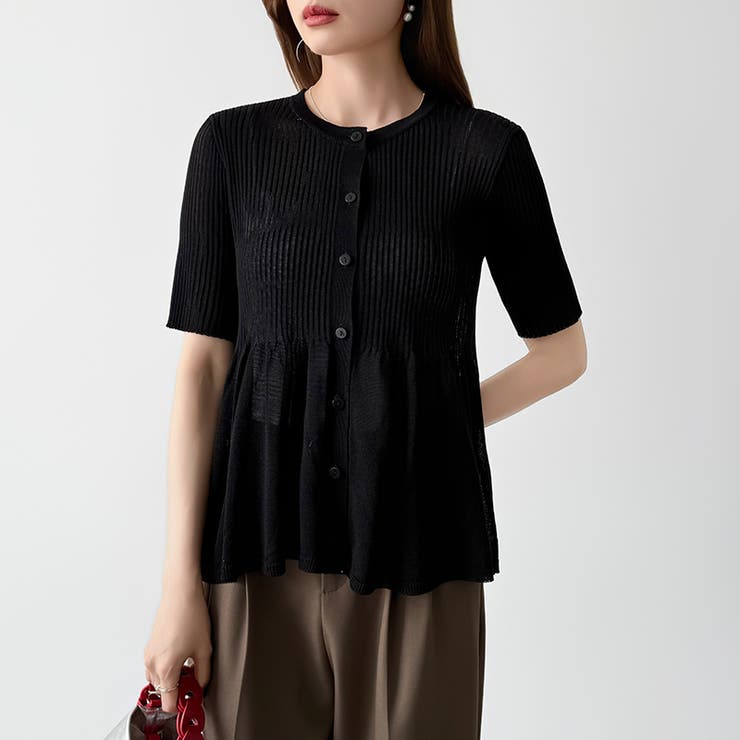 【涼しげシアー×ペプラム】 ペプラムカーディガン シアーカーディガン | COCOMOMO | 詳細画像27 