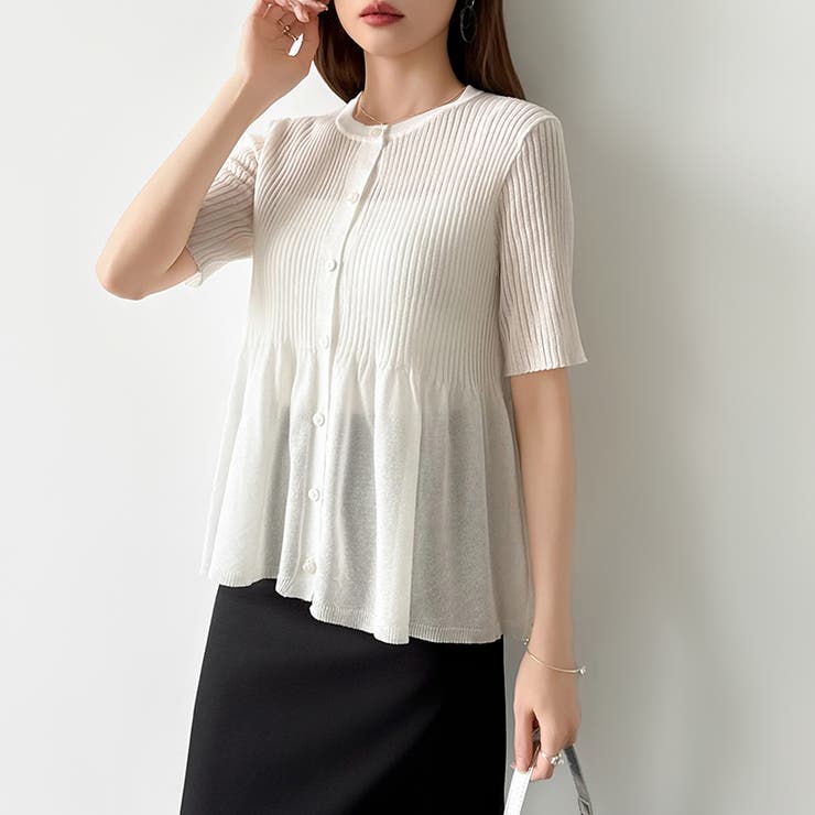 【涼しげシアー×ペプラム】 ペプラムカーディガン シアーカーディガン | COCOMOMO | 詳細画像3 