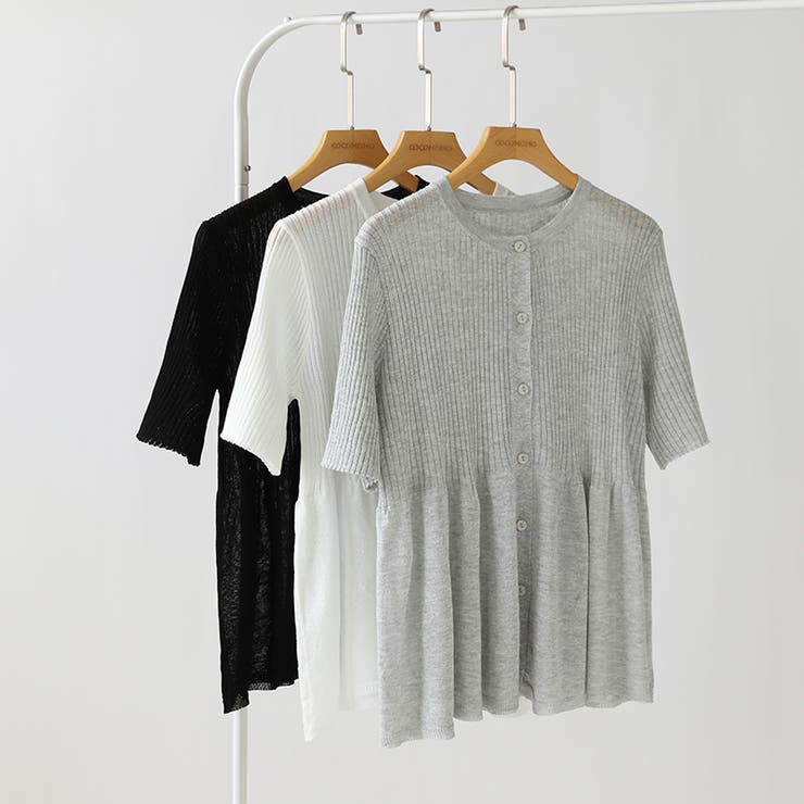 【涼しげシアー×ペプラム】 ペプラムカーディガン シアーカーディガン | COCOMOMO | 詳細画像30 