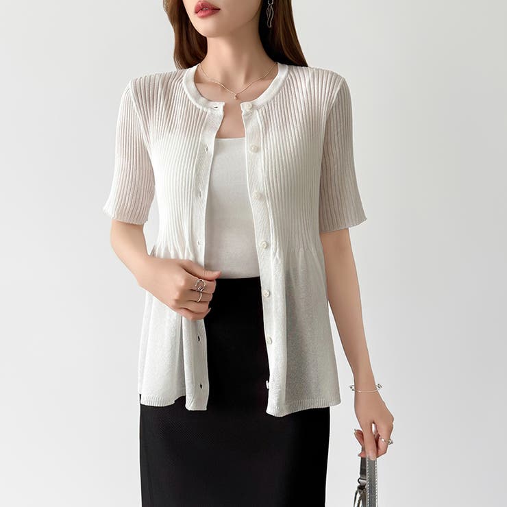 【涼しげシアー×ペプラム】 ペプラムカーディガン シアーカーディガン | COCOMOMO | 詳細画像5 