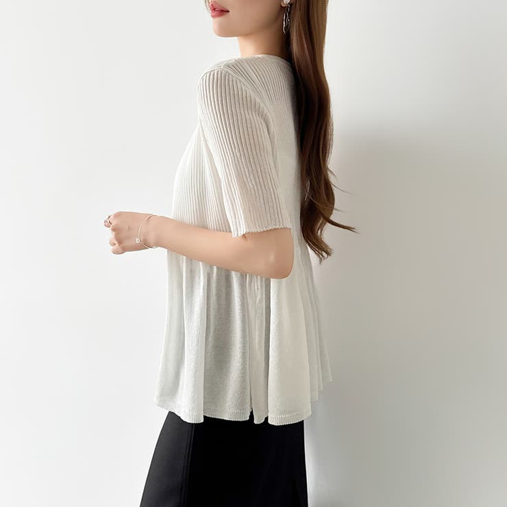 【涼しげシアー×ペプラム】 ペプラムカーディガン シアーカーディガン | COCOMOMO | 詳細画像6 