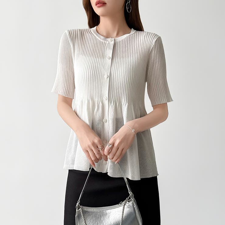 【涼しげシアー×ペプラム】 ペプラムカーディガン シアーカーディガン | COCOMOMO | 詳細画像7 