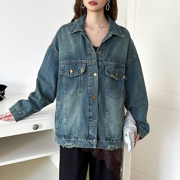 【羽織るだけで即こなれ感】デニムジャケット Gジャン オーバーサイズ | COCOMOMO | 詳細画像9 