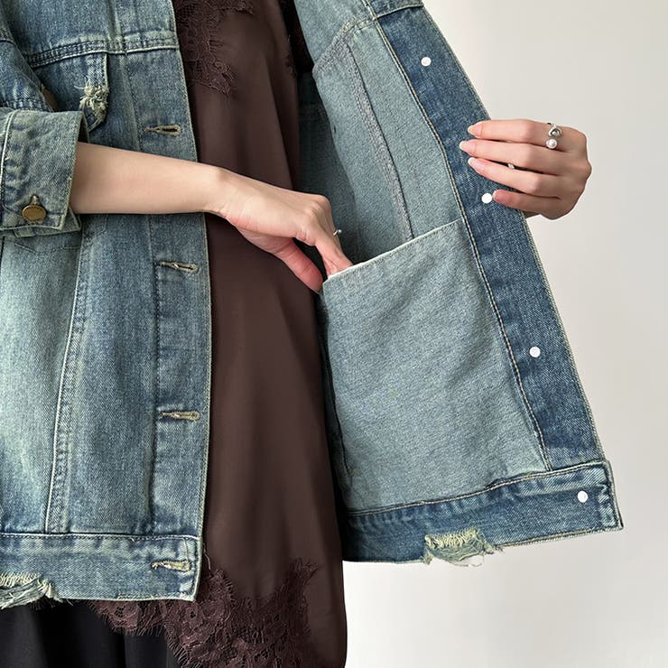 【羽織るだけで即こなれ感】デニムジャケット Gジャン オーバーサイズ | COCOMOMO | 詳細画像8 