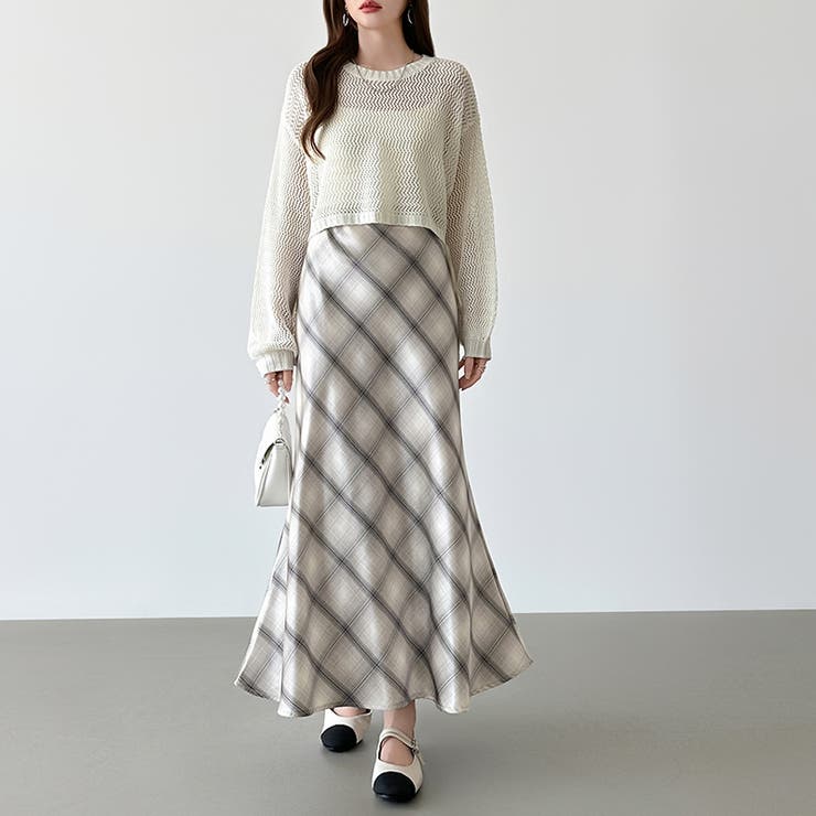 艶めくチェック柄マーメイド チェックスカート マーメイドスカート | COCOMOMO | 詳細画像10 