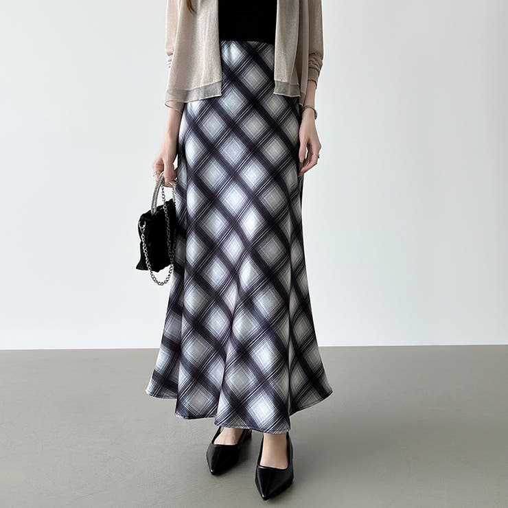 艶めくチェック柄マーメイド チェックスカート マーメイドスカート | COCOMOMO | 詳細画像12 