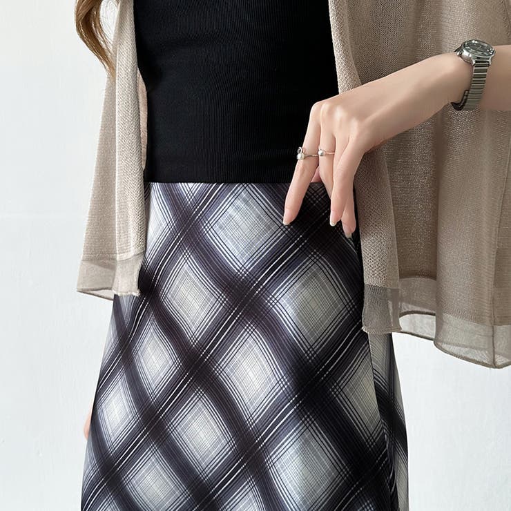 艶めくチェック柄マーメイド チェックスカート マーメイドスカート | COCOMOMO | 詳細画像15 