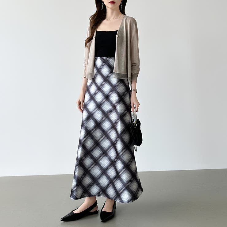 艶めくチェック柄マーメイド チェックスカート マーメイドスカート | COCOMOMO | 詳細画像16 