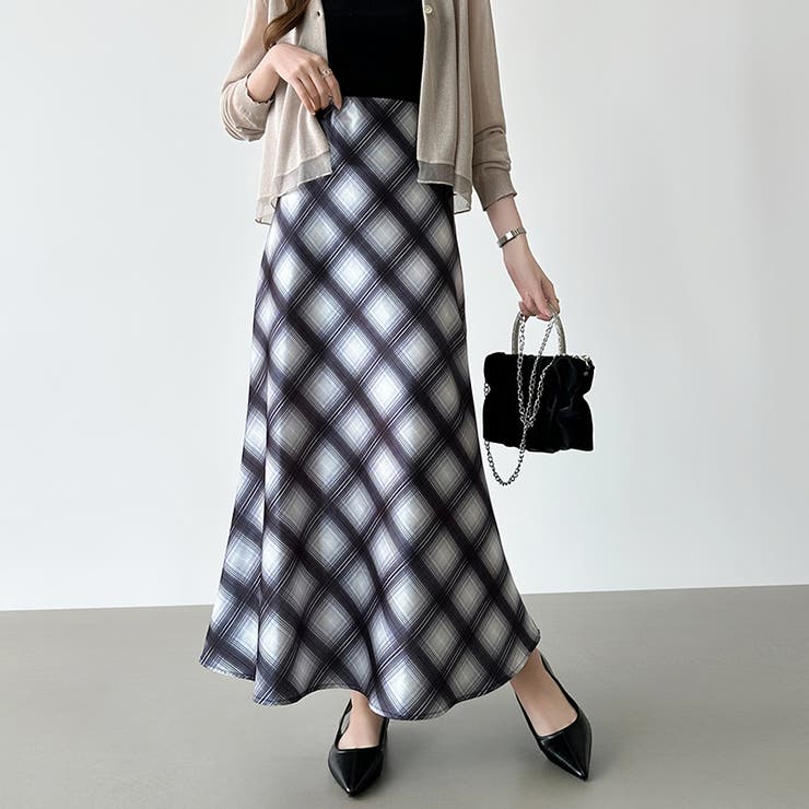 艶めくチェック柄マーメイド チェックスカート マーメイドスカート | COCOMOMO | 詳細画像17 