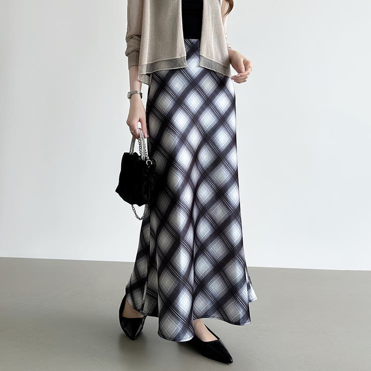 艶めくチェック柄マーメイド チェックスカート マーメイドスカート | COCOMOMO | 詳細画像18 