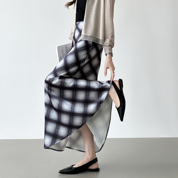 艶めくチェック柄マーメイド チェックスカート マーメイドスカート | COCOMOMO | 詳細画像19 