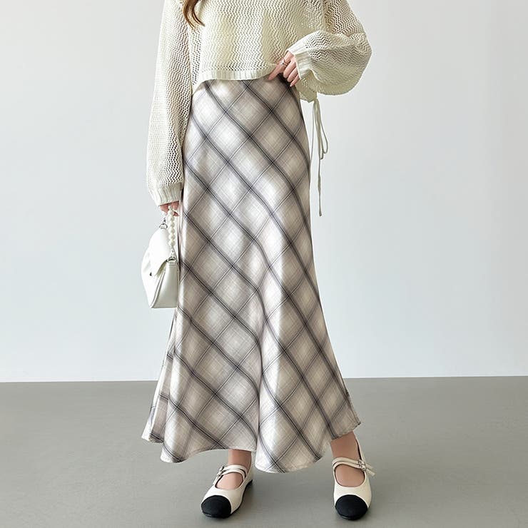 艶めくチェック柄マーメイド チェックスカート マーメイドスカート | COCOMOMO | 詳細画像2 